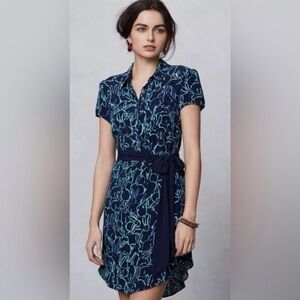 Maeve Navy and Light Blue Floral Mini Dress